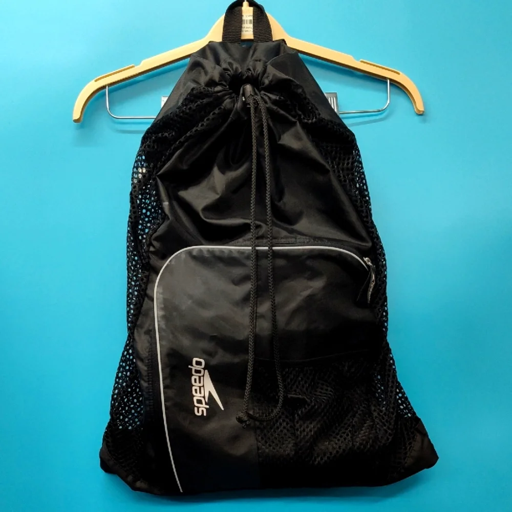 Speedo Black Mesh Drawstring Backpack - Picture 1 of 7